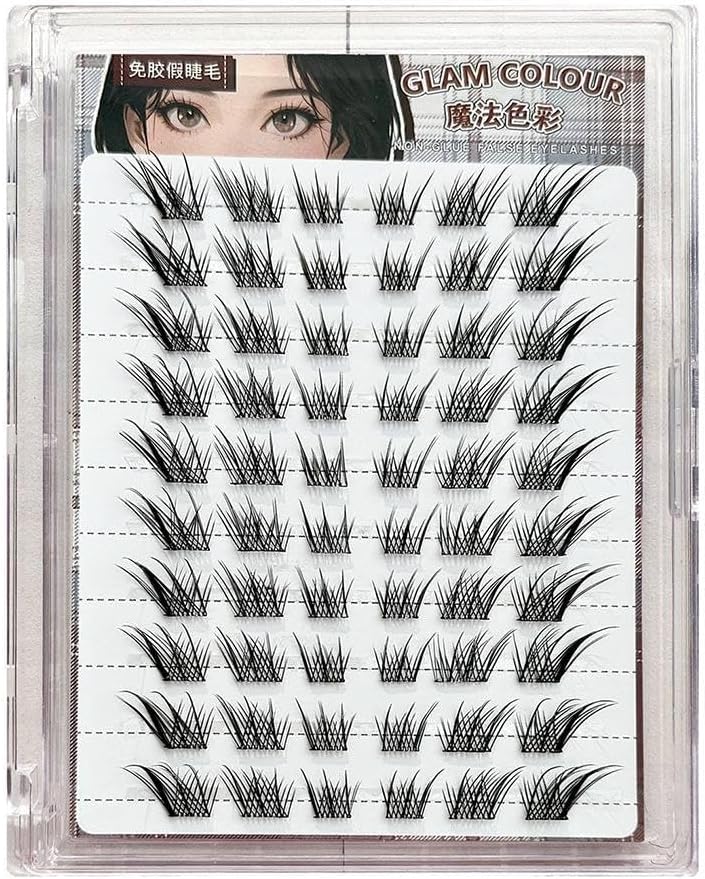 No Glue Foxeye Effect Fluffy False Eyelashes Reusable Self Adhesive Eyelash Cluster Thick Wings DIY Eyelash Extensions Individual Eyelashes Daily Use