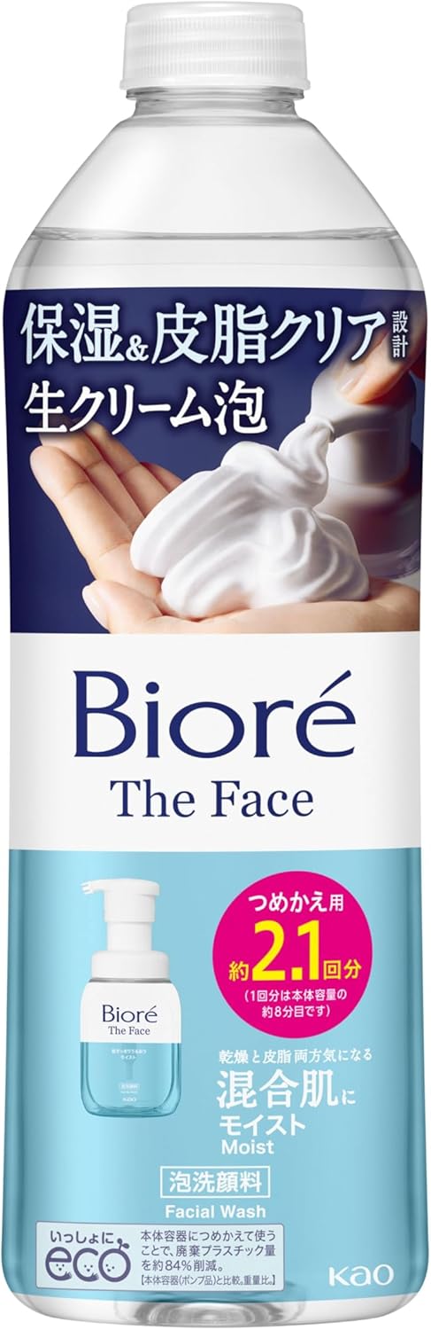 Biore The Face Moist Refill, 11.8 fl oz (340 ml) (Approx. 2.1 Doses) [Foaming Facial Cleans], [Sebum and Drying]