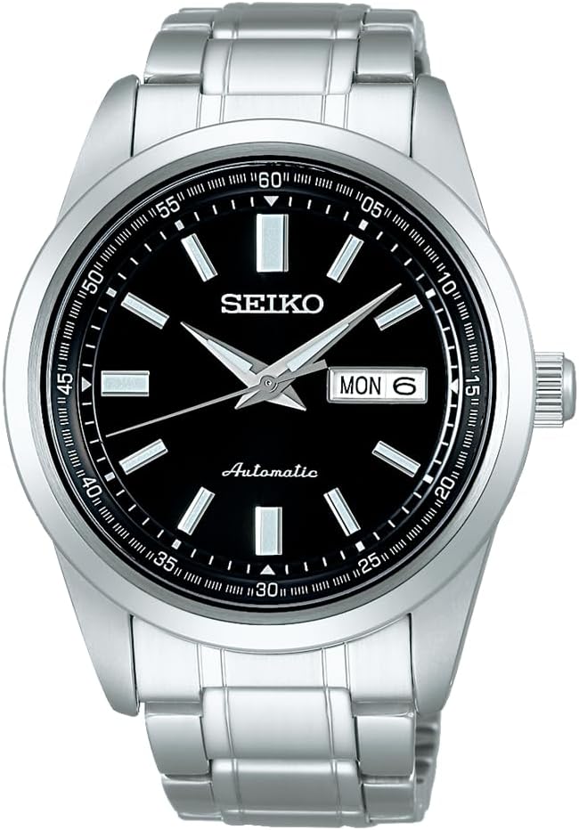 Seiko Selection Men's Mechanical Calendar (Date and Week) Functional Model, Dial: Black/Case: Silver, 1 piece, Calendar (Date/Day) function model