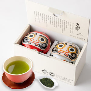 Arahataen Shizuoka Tea Red and White Daruma Can 80g×2 Bottles Boxed Green Tea Tea Gift Suzuko Can Present Tea Leaves Deep Steamed Tea Good Luck Symbol Daruma