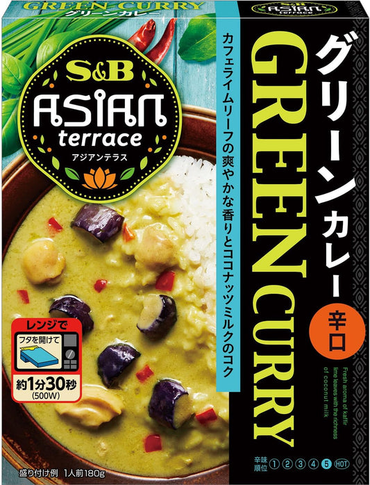 S&B Food Asian Terrace, Green Curry, Spicy, 6.3 oz (180 g) x 6 Packs