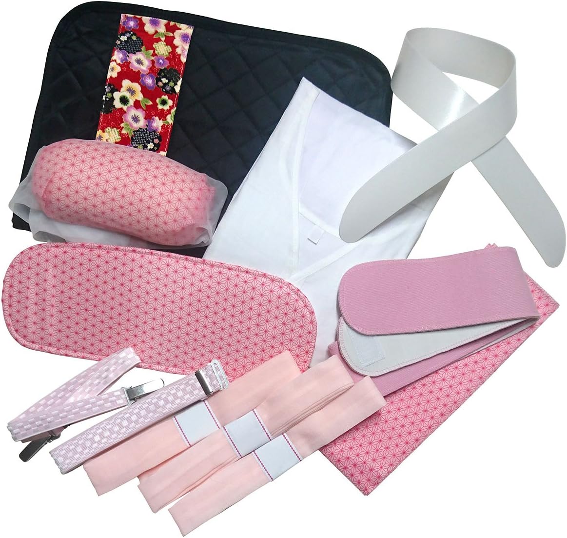 Kyo Kimono Wholesaler Matsuda Yoshi Shoten Kimono Dressing Set with Quilted Bag (12 Piece Japanese Accessories), multicolor