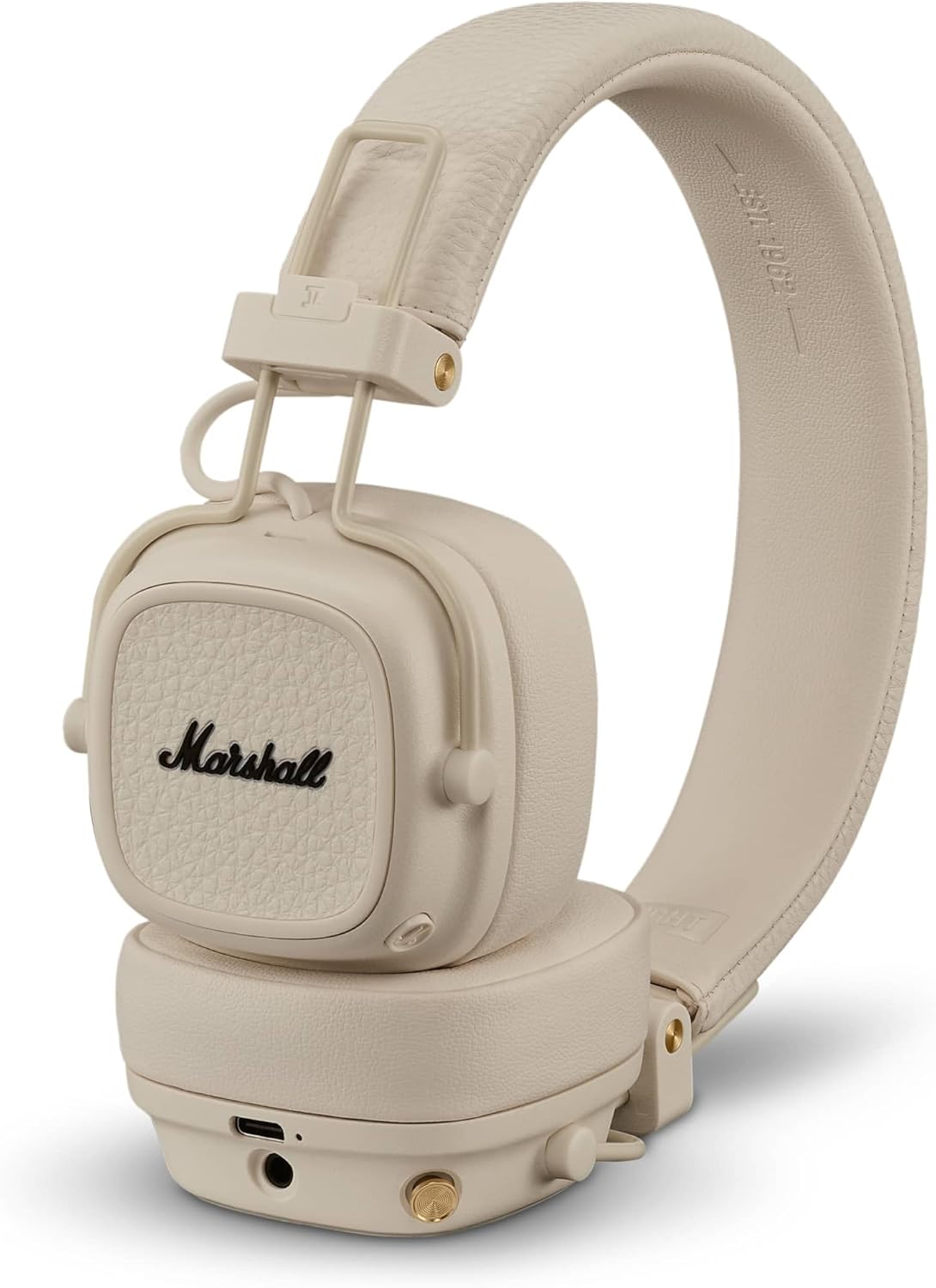 Marshall Major V Wireless On-Ear Headphones Cream, Bluetooth, 100 Hours of Continuous Playback, Qi Charging Compatible, Call Compatible