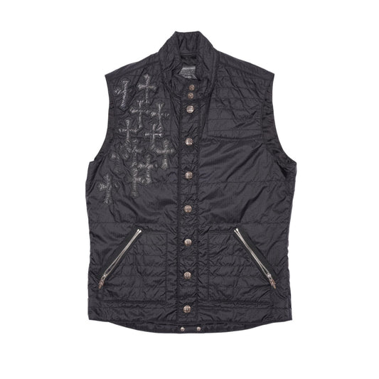CHROME HEARTS 'FLOODED CROSS PATCH' BUTTON UP NYLON VEST