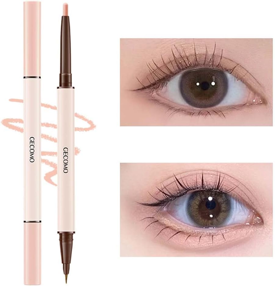 GECOMO [Popular] Double Core Eyeliner, Teardrop Bag Liner, Waterproof Pencil Eyeliner, Pencil & Liquid 2-in-1, Maveni Popular Cosmetics Tightly Closely Tight, Double Line Expert, Shadow Gurege