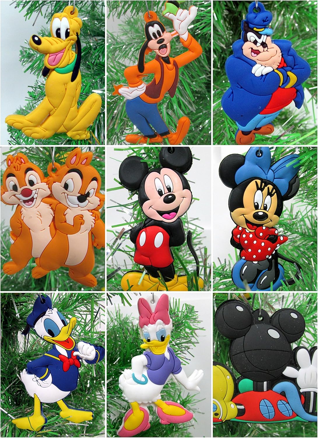 Mickey Mouse Clubhouse - Juego de adornos navideños con Mickey y Gang, diseño único de plástico inastillable de alrededor de 3 a 3.5 pulgadas de alto