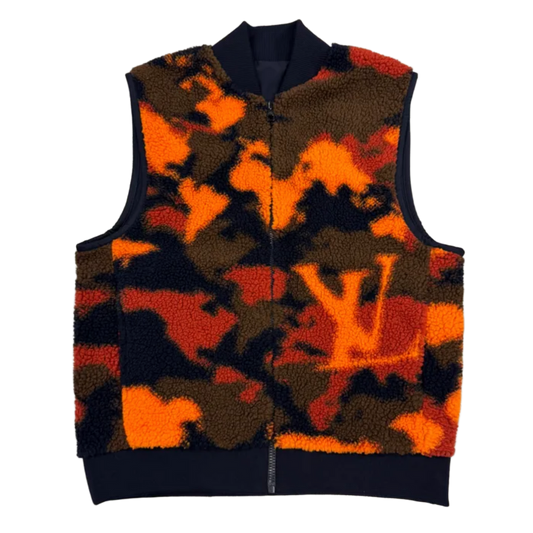 LOUIS VUITTON 'ORANGE MAP CAMO' REVERSIBLE FLEECE VEST