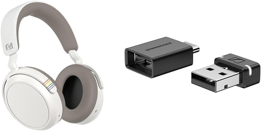 Sennheiser MOMENTUM 4 Bluetooth Wireless Headphones, ANC, 60-Hour Playback, Touch Panel, Low Latency, Multipoint, AptX Adaptive, Pride + BTD 600 USB Adapter Set