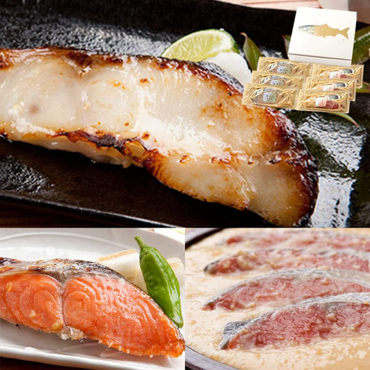 Torigorimonaga Saikyo Pickled Monds Set (2 Types of Silverado/Salmon 6 Pieces), Summer Gift, Middle Agen, Present, Silver Dala, Pickled Fish, Saikyo