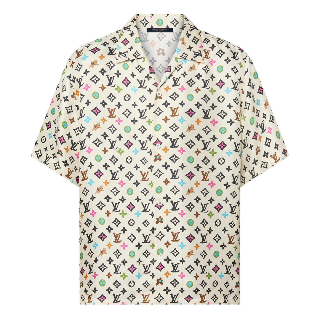 LOUIS VUITTON 'CRAGGY' MONOGRAM SILK BUTTON UP SHIRT