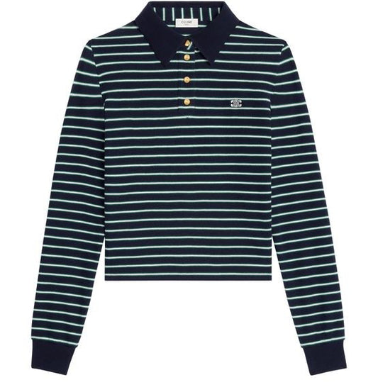 CELINE Triomphe polo in striped jersey - Image 1