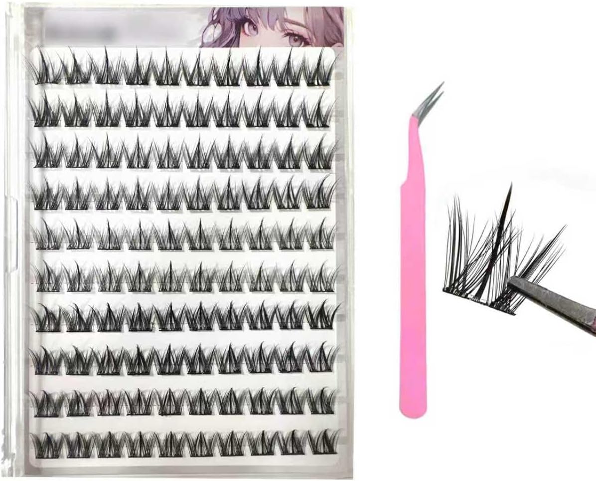 happykau False Eyelashes, No Glue, 100 Pcs, Naturally Enhances Your Eyes, Partial False Eyelashes, Popular, Cute, Adhesive, Strong, 3D Feel, Lightweight, Comfortable, Beginner, Easy to Put On