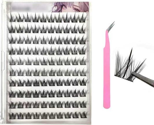 happykau False Eyelashes, No Glue, 100 Pcs, Naturally Enhances Your Eyes, Partial False Eyelashes, Popular, Cute, Adhesive, Strong, 3D Feel, Lightweight, Comfortable, Beginner, Easy to Put On