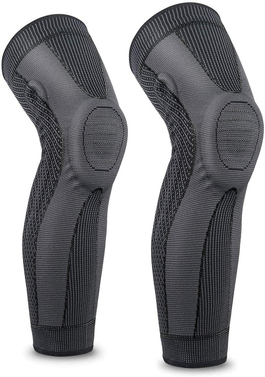 Knee Supporter, Long Compression Leg Sleeves (Pack of 2), Sports, For Both Knees, Daily Use, Pain Prevention, Anti-Slip, Breathable, Heat Retention, Excellent Elasticity, Unisex