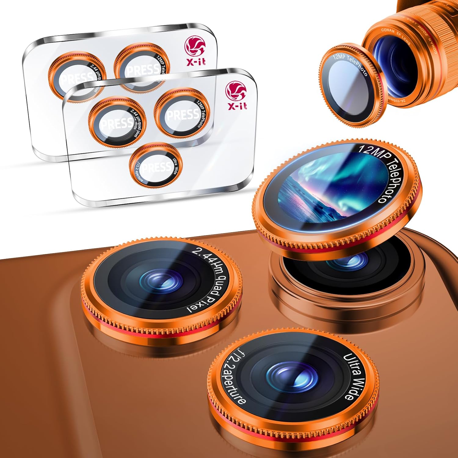 iPhone 17 Pro / 17 Pro Max Camera Protective Film, 2 Pack for iPhone 17 Pro / 17 Pro Max Camera Protective Cover, Aluminum Alloy, 9H Tempered Glass, Overexposure, Easy to Apply, Shockproof, Ultra