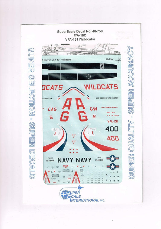 Super Scale 1/48 F/A-18C Hornet VFA-131 Plastic Model Decal [48-750]