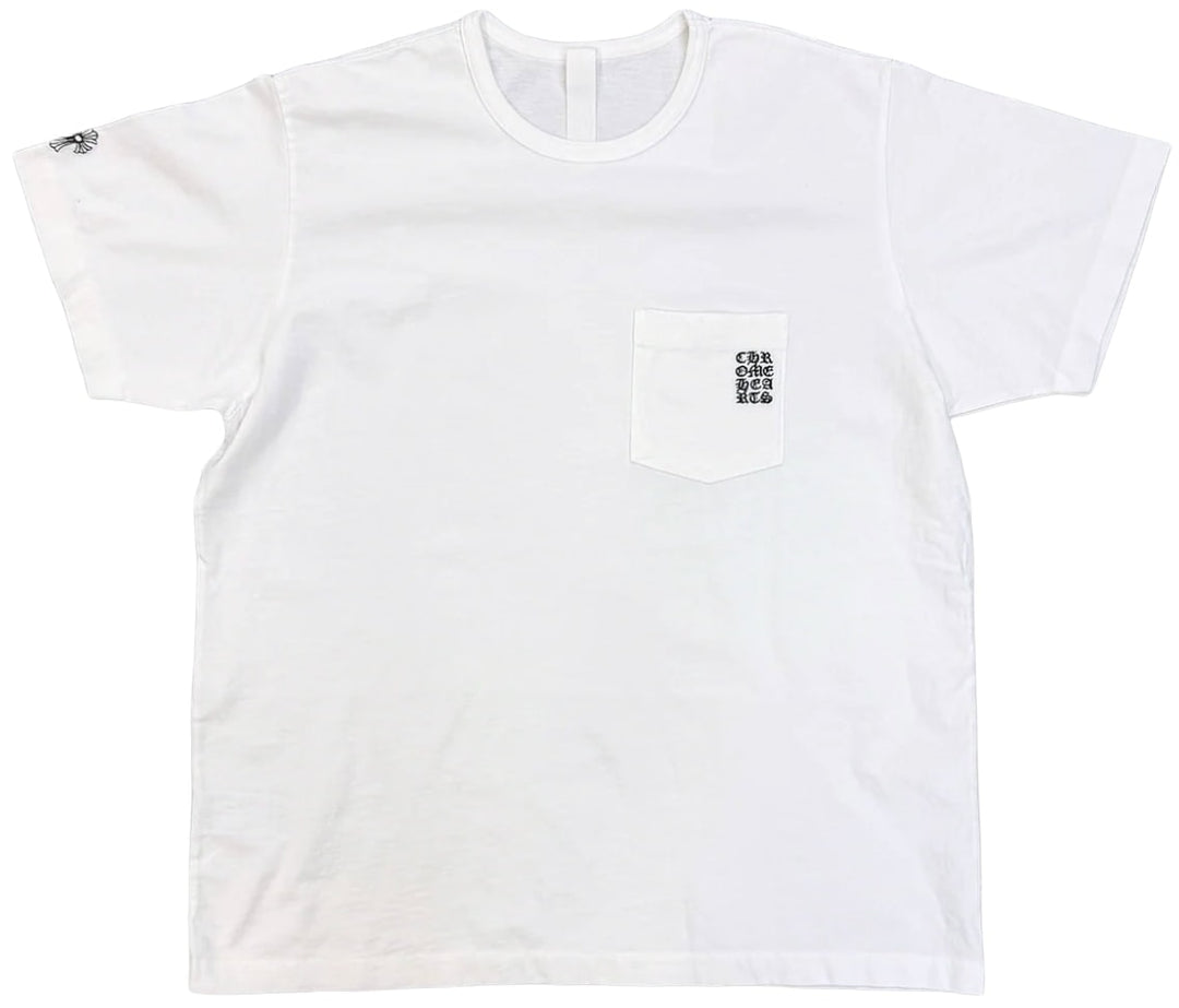 CHROME HEARTS 'Y NOT' EMBROIDERED WHITE POCKET TEE