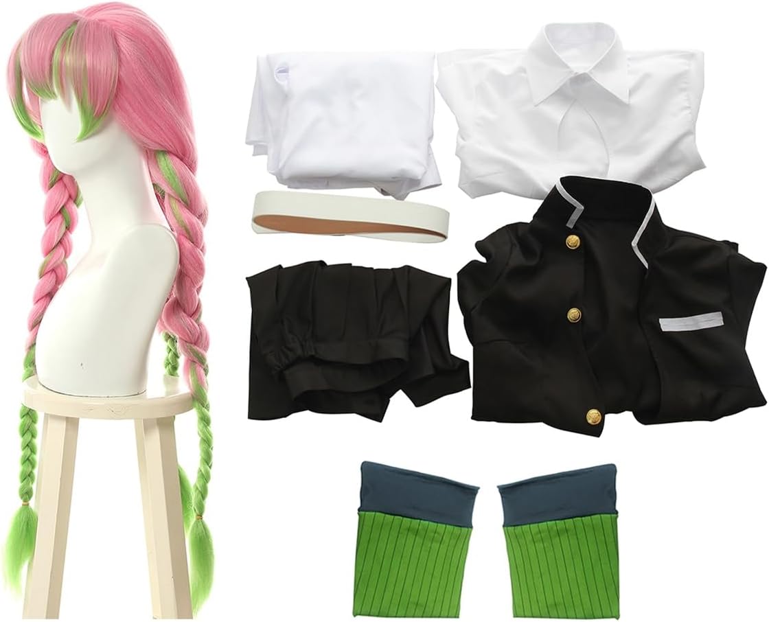 LTAKK Demon Slayer Cosplay with Wig, Shinobu Kocho, Tanjiro Kamado, Kyojuro Rengoku, Mitsuri Kanroji, Muichiro Tokito, Adult Costume, Halloween, Costume Disguise, Cosplay