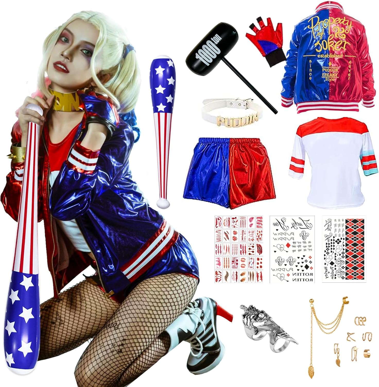 [JMOCD] ハーレイクイン コスプレ衣装 ハロウィン コスプレ 仮装 joker costume 演出服 祭り仮装 コスチューム 学園祭 演出服 舞台剧 アニメ 人気キャラ