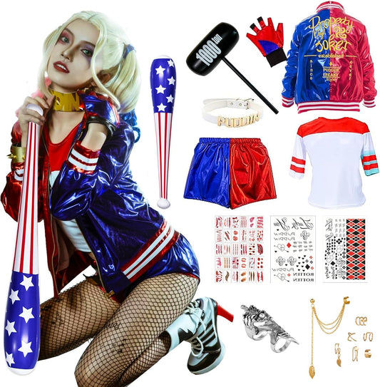 [JMOCD] ハーレイクイン コスプレ衣装 ハロウィン コスプレ 仮装 joker costume 演出服 祭り仮装 コスチューム 学園祭 演出服 舞台剧 アニメ 人気キャラ