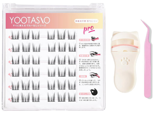 1 Second Eyelash Effects, No Partial False Eyelash Glue, 0.4 - 0.5 inches (10 - 12 mm), High Adhesive, Cohesion, Lightweight, Comfortable, Travel and Daily Use (36 Bundles Thin Black Shaft +