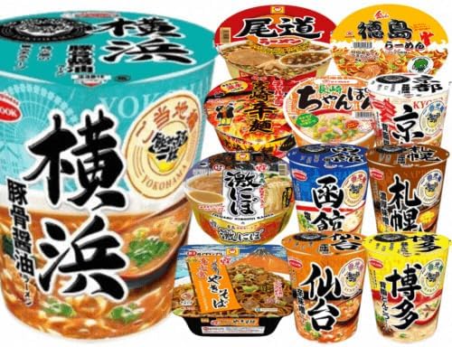 Assorted Local Cup Noodles and Couples Ramen, Set of 12, Yokohama, Sapporo, Hakata, Kyoto, and Sendai, Nationwide Ramen, Yakisoba, Assorted