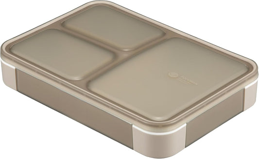 CB Japan FoodMan Bento Box, Standable, Slim, 600ml [Antibacterial] Gray Beige, Leak-Resistant, W-Sealing, 4-Point Lock for Secure Fixation DSK