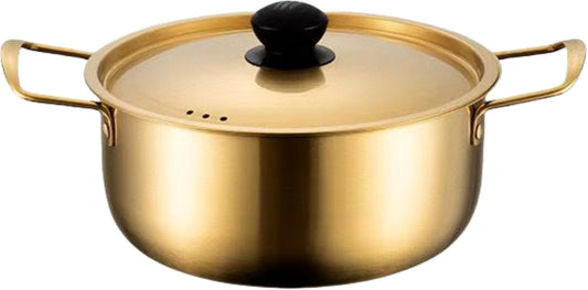 Korean Hot Pot, Ramen Pot, Single Person Instant Noodle Pot, Stainless Steel, Small, Two-Handed Pot, Lid Included, Heating Evenly, Fast Heat Conduction, Living Alone, For Home Use, Pasta Pot, Tabletop