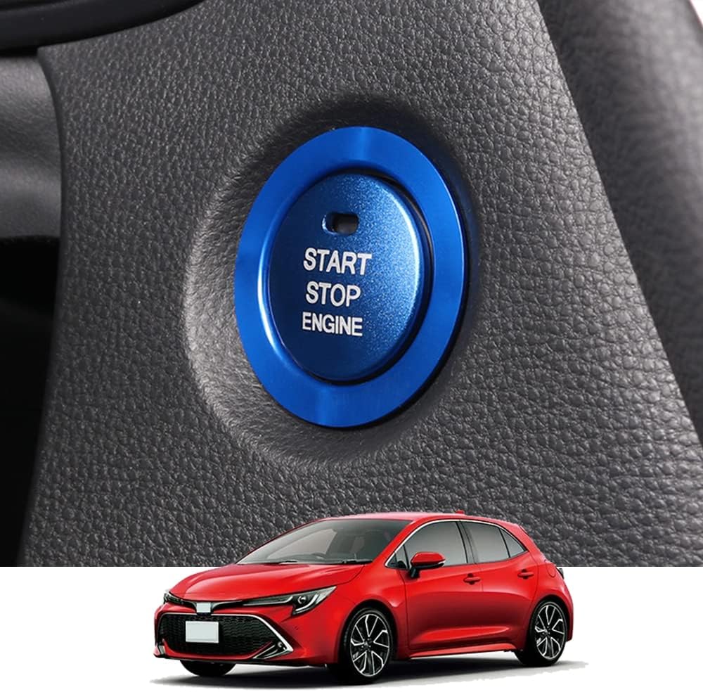 Kakash Toyota High Quality Engine Start Starter Ring, Aluminum Cover, Corolla Interior Custom Parts, Accessories Scratch Resistant, Dustproof, Easy Installation, 2 Pcs Set (Blue) Compatible with