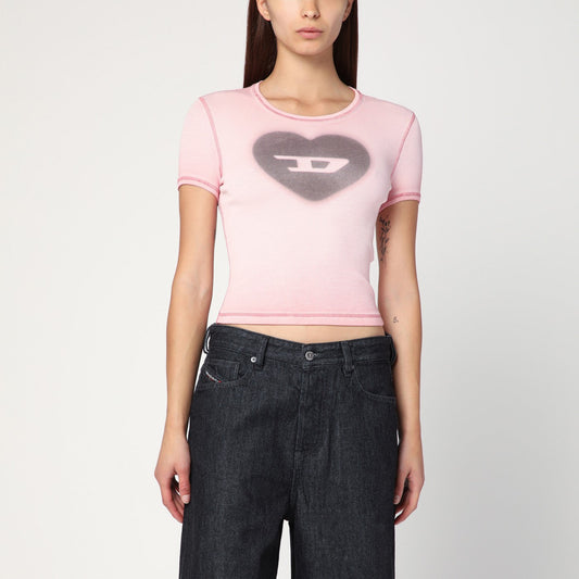 Diesel パウダーピンクのストレッチコットンのディーゼルTエレトシャツ - Image 1