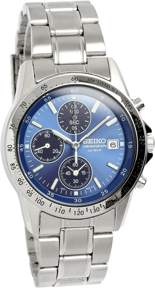 Seiko Spirit Men’s Wristwatch, Chronograph, Water Resistant to 10 ATM, Quartz, Luminescent
