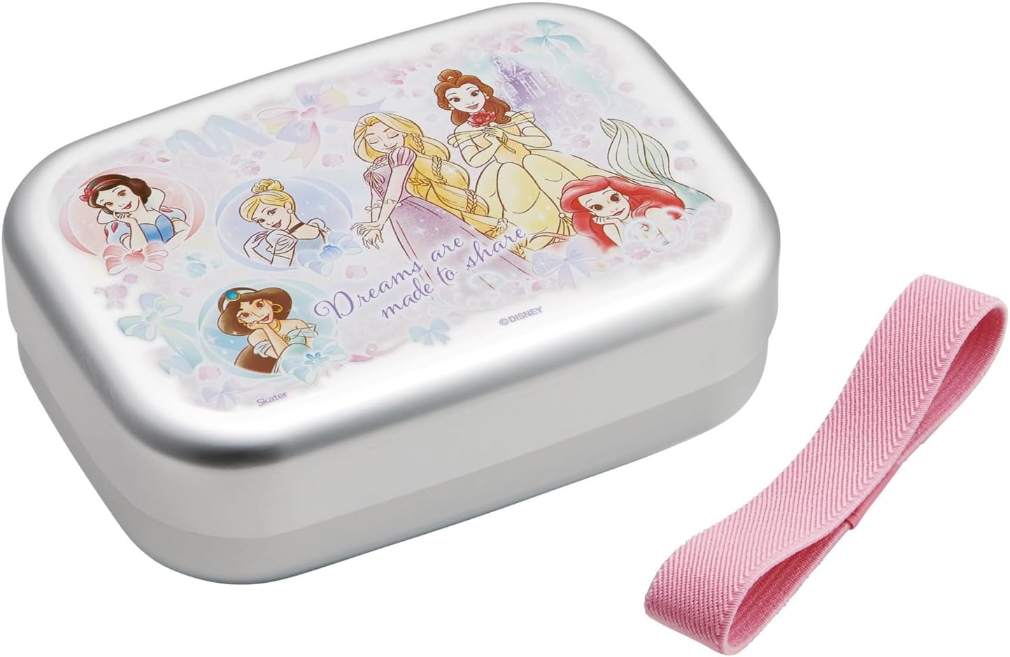 Skater Aluminum Lunch Box for Children, 370ml, Thermal Insulation Compatible, with Lunch Belt, Made in Japan, Disney Princess 25, for Girls, ALB5NV-A