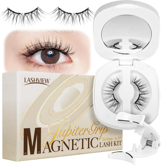 LASHVIEW CT27 Magnetic False Eyelashes, Integrated Magnetic False Eyelashes, No Glue Required, Fluffy, No Makeup Feel, Reusable, Suitable for Thin Makeup
