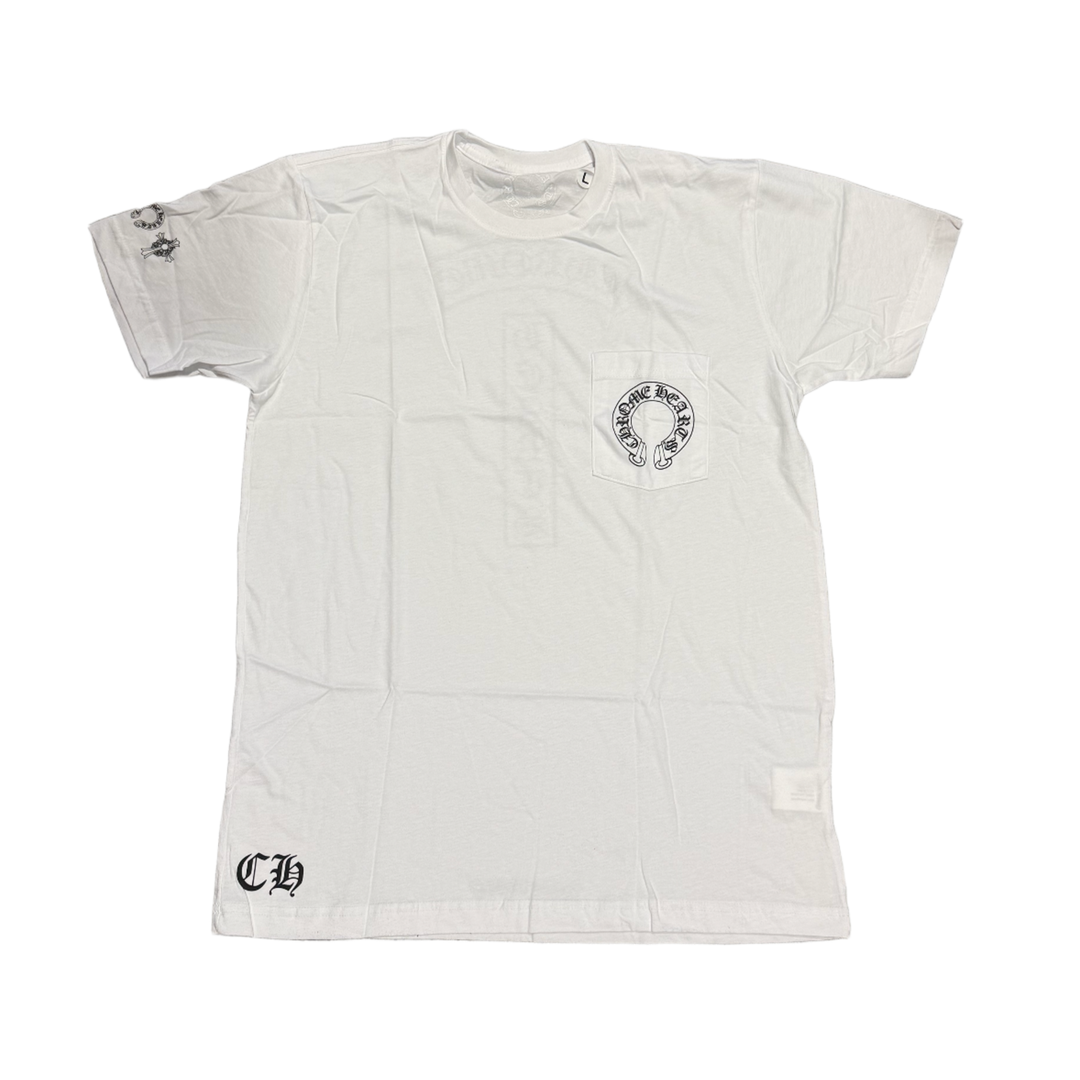 CHROME HEARTS 'HORSESHOE' WHITE POCKET TEE