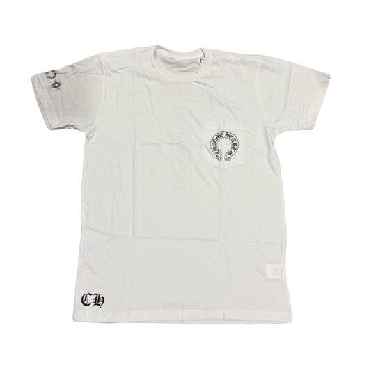 CHROME HEARTS 'HORSESHOE' WHITE POCKET TEE