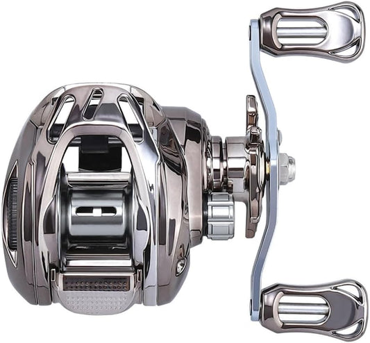 Bait Reel, Casting, Lightweight, Far Toss, Strong, Magnetic Brake, Maximum Drag Force, 13.2 lbs (6 kg), Gear Ratio, 6.3:1, For Lakes, Rivers, Saltwater and Freshwater Fishing Reel
