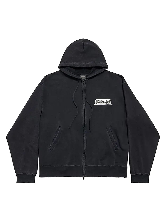 BALENCIAGA 'MASKING TAPE' ZIP-UP HOODIE