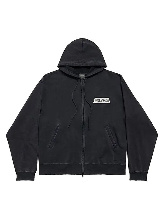 BALENCIAGA 'MASKING TAPE' ZIP-UP HOODIE