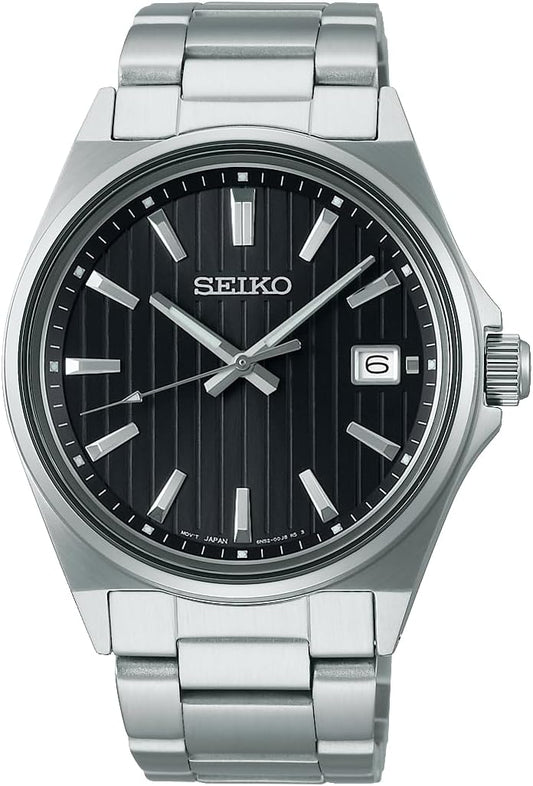 Seiko Selection S Series Men's Watch, Battery Operated Quartz, Silver, Dial: Black, Bracelet Type
