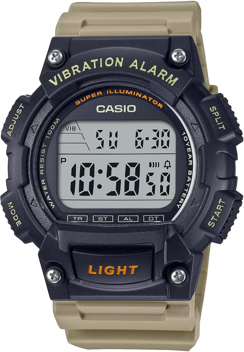 Casio W-736H-5AV Standard Digital Men's Watch, Vibration Function, Black x Khaki, Genuine Box, Overseas Model, Sporty