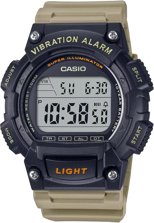 Casio W-736H-5AV Standard Digital Men's Watch, Vibration Function, Black x Khaki, Genuine Box, Overseas Model, Sporty