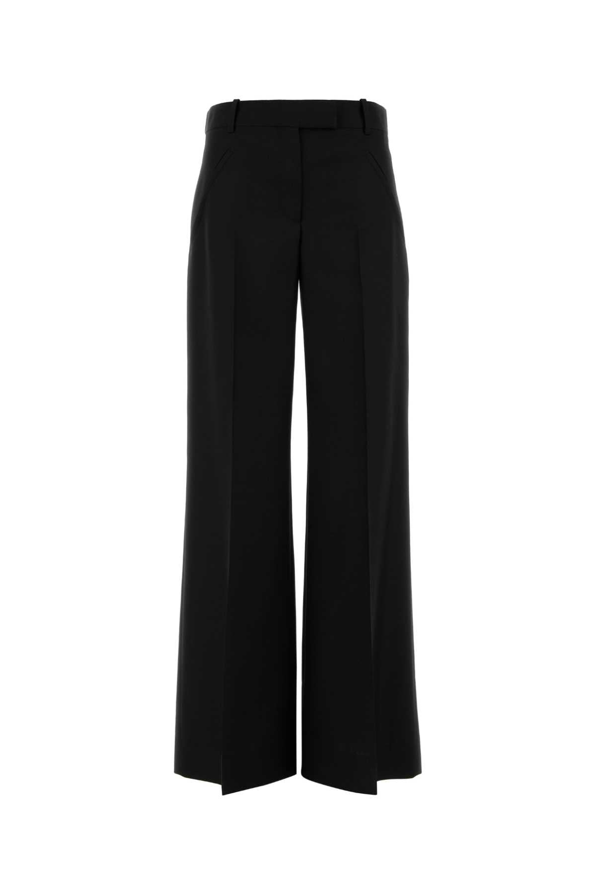Alexander Mcqueen アレクサンダーマックイーンブラックウールブレンドワイドレッグパンツ - Image 1