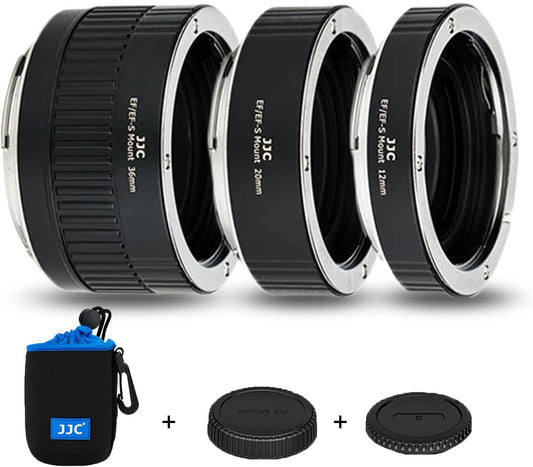 JJC Close-up Ring Digital Closeup Ring Set for Canon EF/EF-S Mount for EOS 90D 80D 5D IV III II 6D II 5DS 5DR 1DX III II Kiss X10i X10 X9 X9i x8i X70 12mm+20mm+36mm Set with Body Cap and Rear Lens Cap