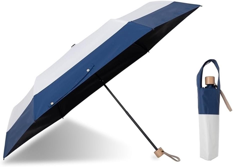(Ogawa) Cynthia 54617 Ogawa Parasol Folding Umbrella, Women's Umbrella, Off White, Navy, Completely Light Blocking, UV 99.9% Protection, Heat Repellent, Durable, Windproof, Rain or Shine, Simple,