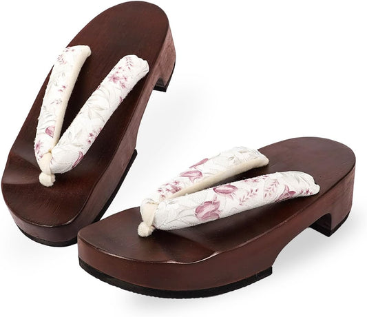 Amemari Women's Heel Clogs, Yukata, Thick Bottom, Style Up, Arch Fit, Painless, Embroidery, Lace, Thong, Half Moon Type, Heels, Fashionable, Puffy Thong, Yukata, Sandals, Yukata Accessories, Dull