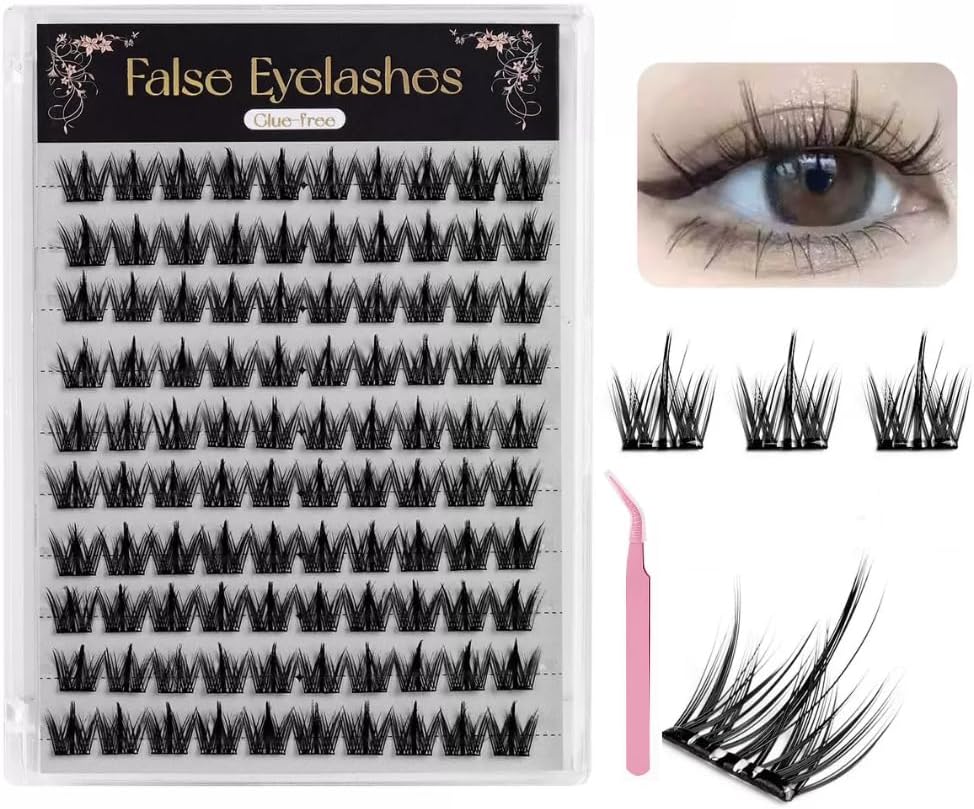 Partial False Eyelashes, No Glue, No Adhesive, Natural Fake Eyelashes, For Parts, Self-Adhesive, Everyday Makeup, Easy to Apply for Beginners, Lightweight, Large Capacity, Partial False Eyelashes