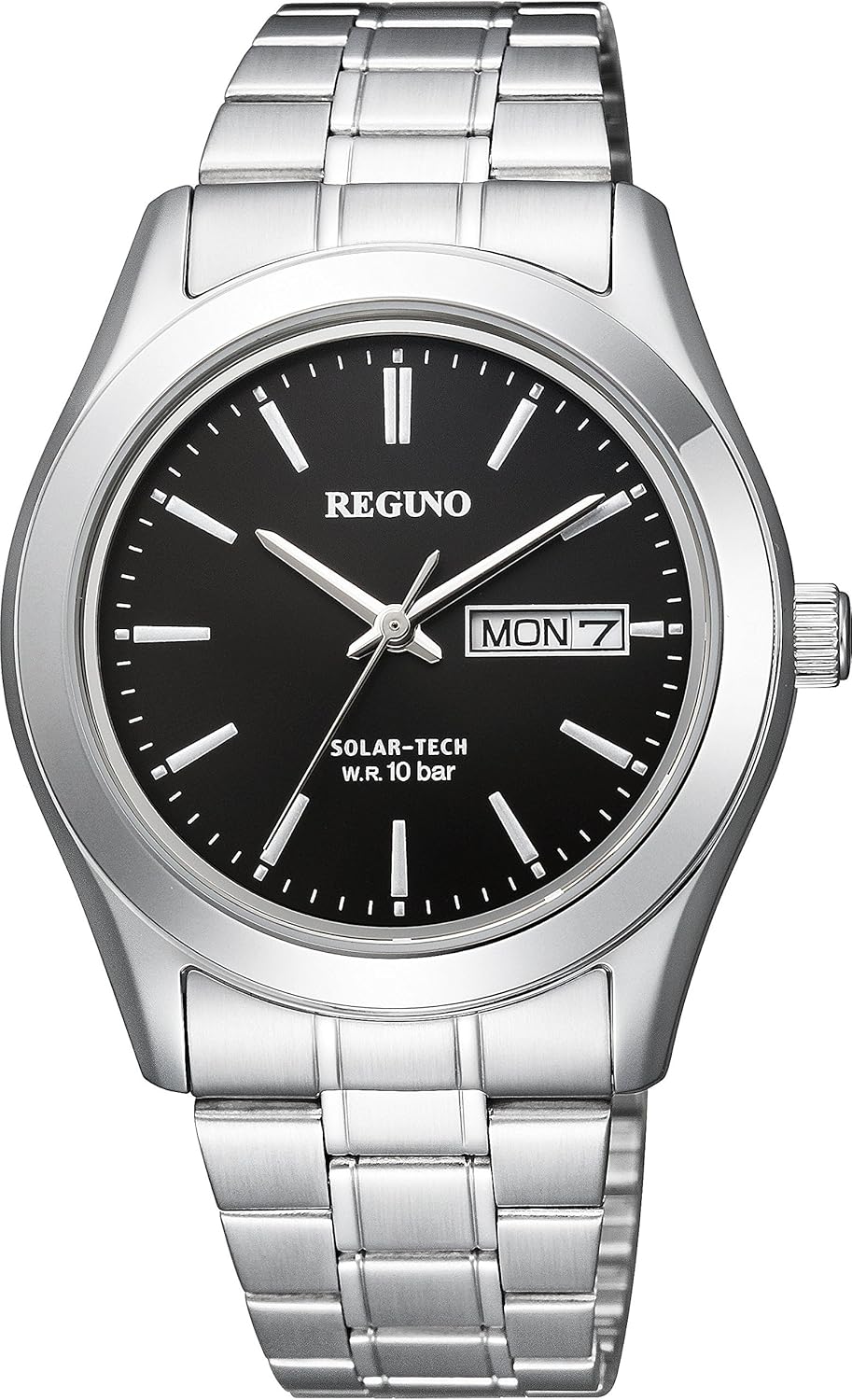 CITIZEN KM1-211-51 REGUNO Watch, Solar Tech, Men's, Business, Analog, Date, Day of the Week, Second Hand, Black, Silver, Citizen