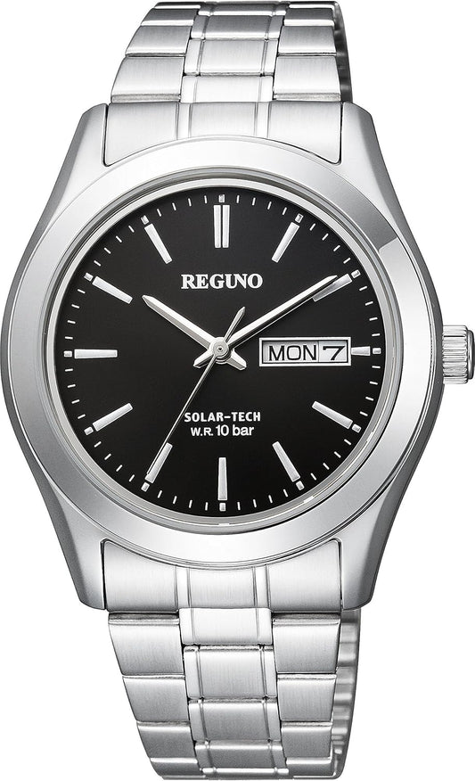 CITIZEN KM1-211-51 REGUNO Watch, Solar Tech, Men's, Business, Analog, Date, Day of the Week, Second Hand, Black, Silver, Citizen