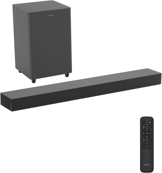 Philips EARC TAB8510 Sound Bar for TVs, Wireless Subwoofer, Bluetooth 5.4, Speaker, MAX550W, High Power, Soundbar, Dolby Atmos, DTS Virtual:X, 3D Sound Technology, Remote Control, PC Compatible