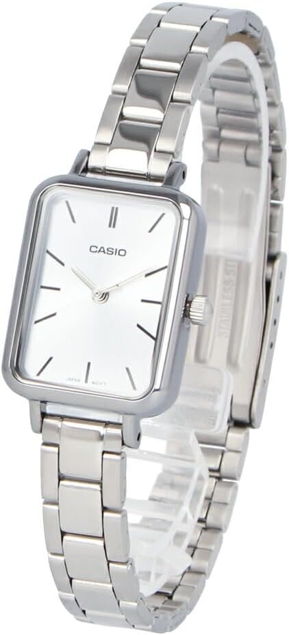 Casio LTP-V009 Series Standard Analog Wristwatch, Rectangle Face, Women's, Overseas Model, Silver x Ice Blue LTP-V009D-2E, Bracelet Type